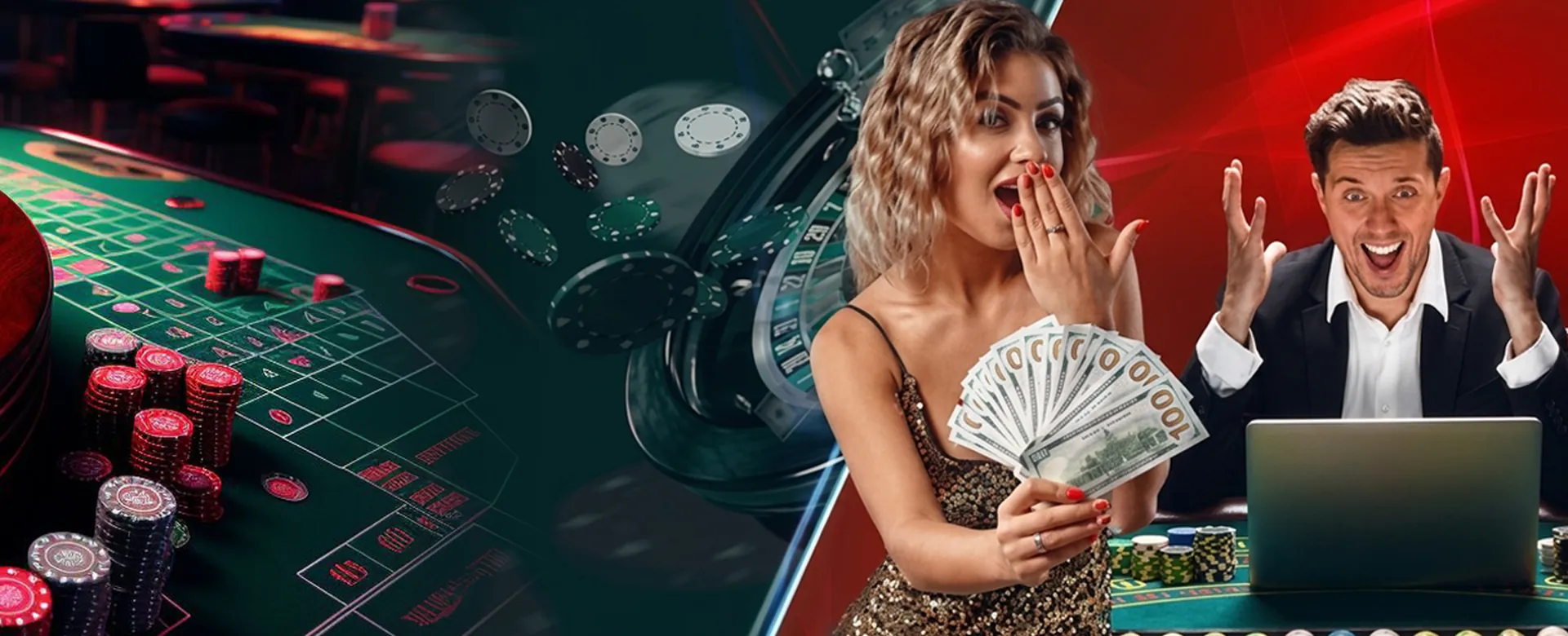 Dynamic casino background with login overlay